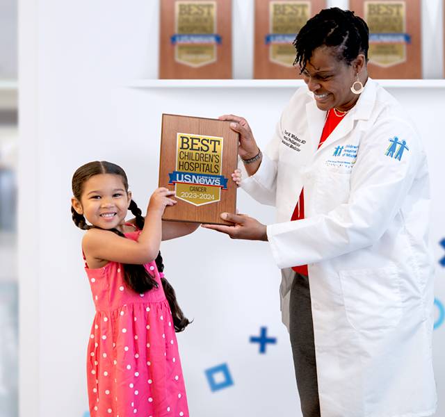 A child and a physician received the Best Children's Hospitals for Cancer 2023-2024 Award.